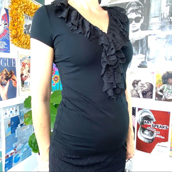 Lauren by Ralph Lauren Sleeveless Black Top w. Ruffle Size PXS Stretch - Picture 8 of 11